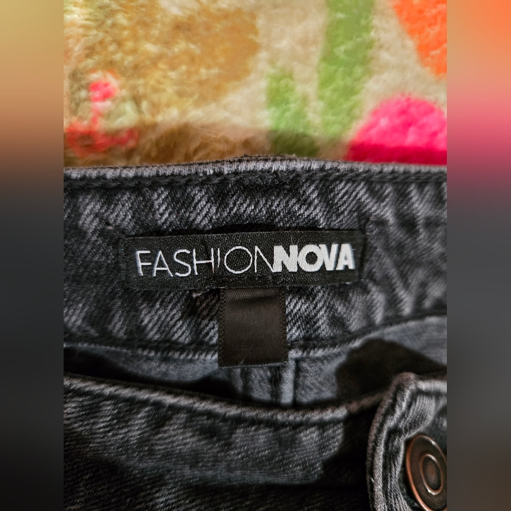Fashion Nova - Black Destroyed Oversized Denim - Picture 2 of 7